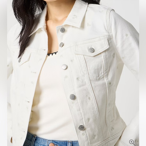 BRAND NEW J. Crew White Jean Jacket with Embroidered Details - Picture 3 of 3